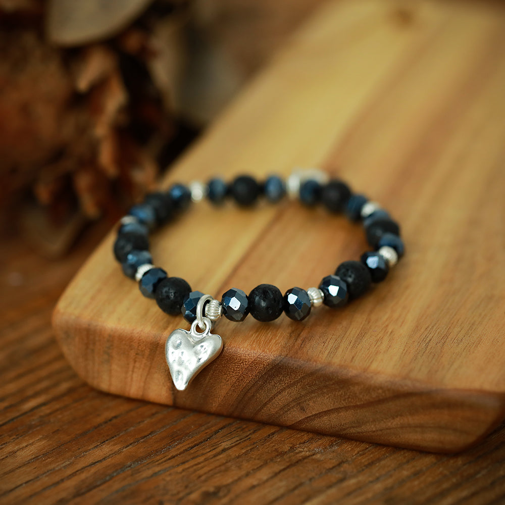 Geschenkset Kette und Armband aus echtem Lavastein Andreani – Handgemachter Schmuck