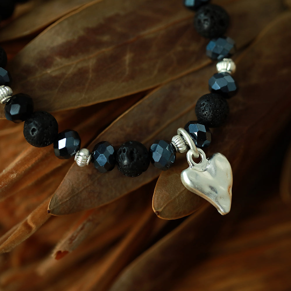 Geschenkset Kette und Armband aus echtem Lavastein Andreani – Handgemachter Schmuck