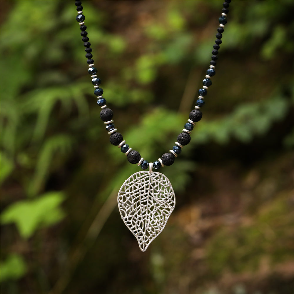 Halskette mit echtem Lavastein Andreani – Handgemachter Schmuck