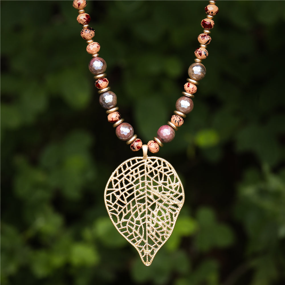 Halskette mit echtem Leopardenjaspis Andreani – Handgemachter Schmuck