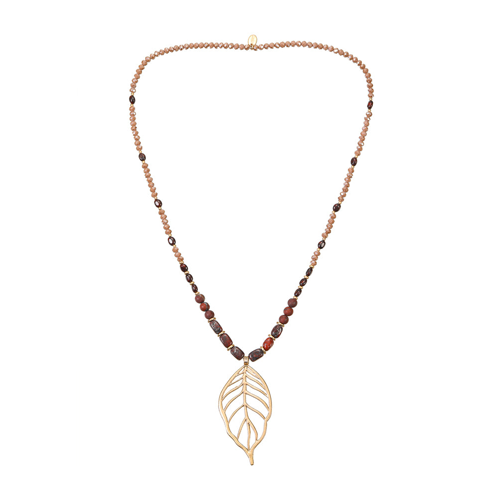Halskette mit echtem braunem Jaspis Andreani – Handgemachter Schmuck