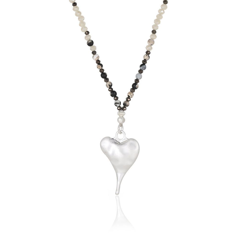 Halskette mit echtem grauem Achat Andreani – Handgemachter Schmuck