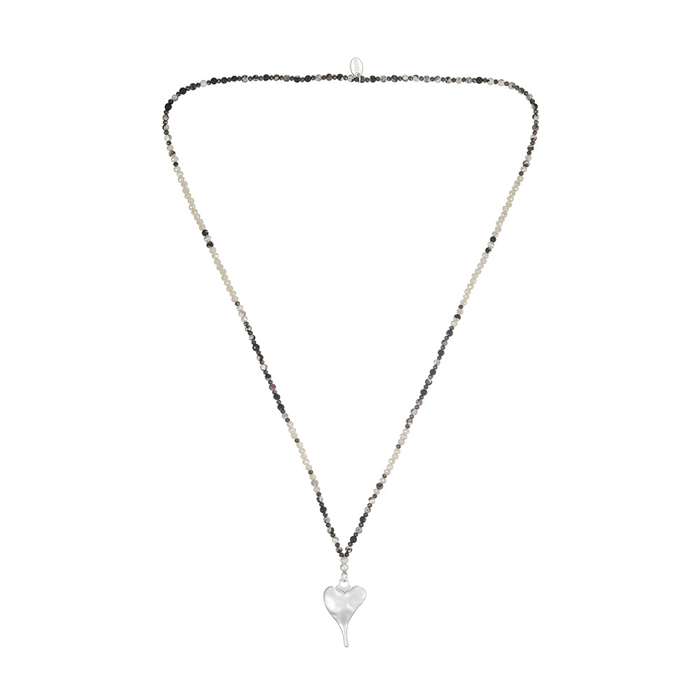 Halskette mit echtem grauem Achat Andreani – Handgemachter Schmuck
