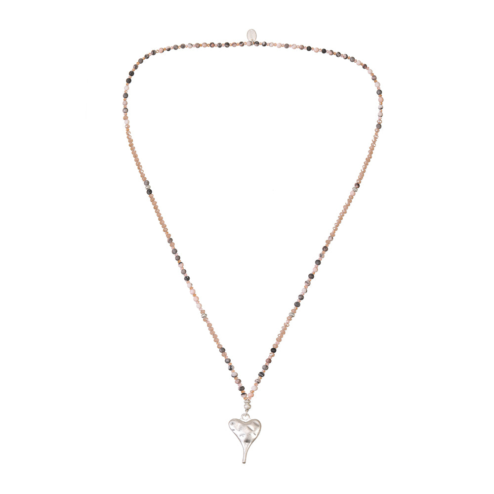 Halskette mit echtem rotem Picasso Jaspis und Herzanhänger Andreani – Handgemachter Schmuck