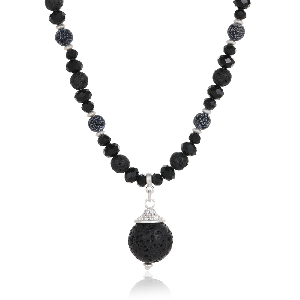 Halskette mit echten Lavasteinen Andreani – Handgemachter Schmuck