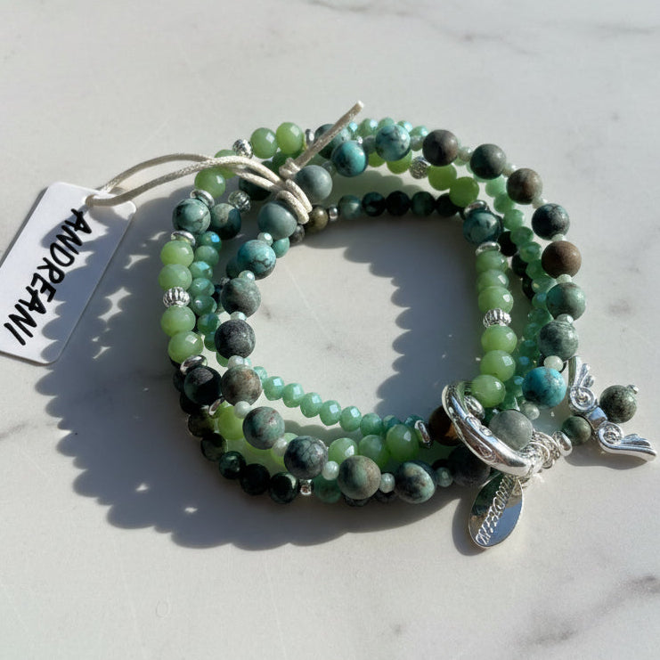 Armband aus echtem afrikanischem Türkis mit Engelsanhänger