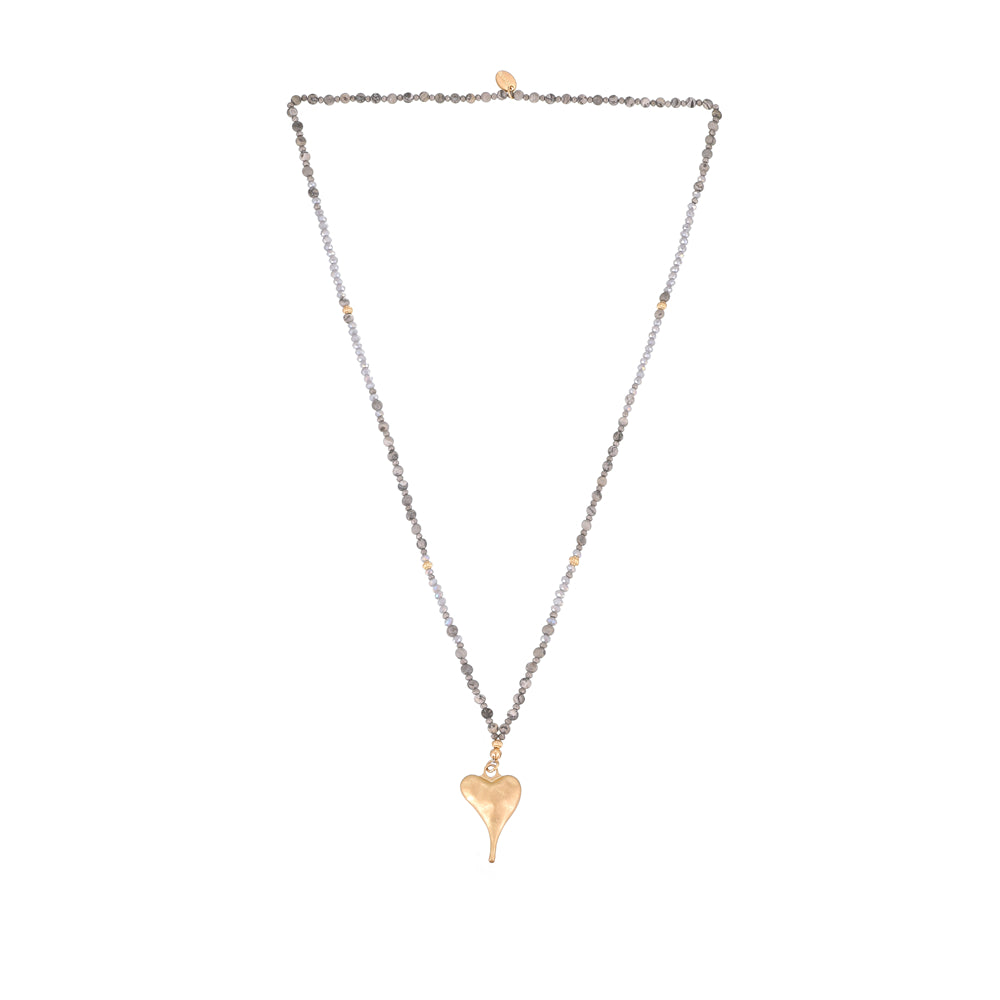 Halskette aus Picasso Jaspis mit Herzanhänger