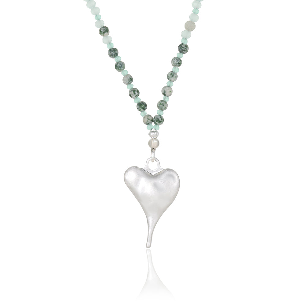 Halskette aus echter Natürlicher Jade mit Herzanhänger