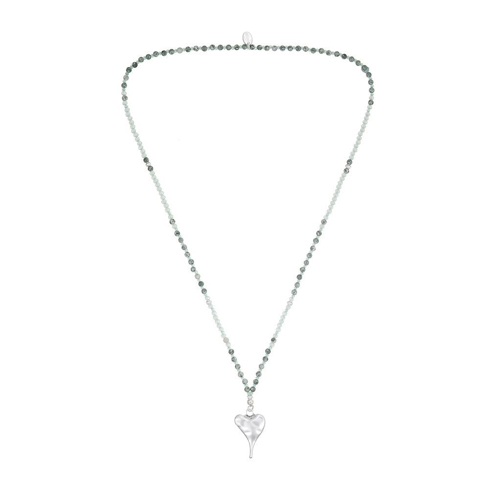 Halskette aus echter Natürlicher Jade mit Herzanhänger