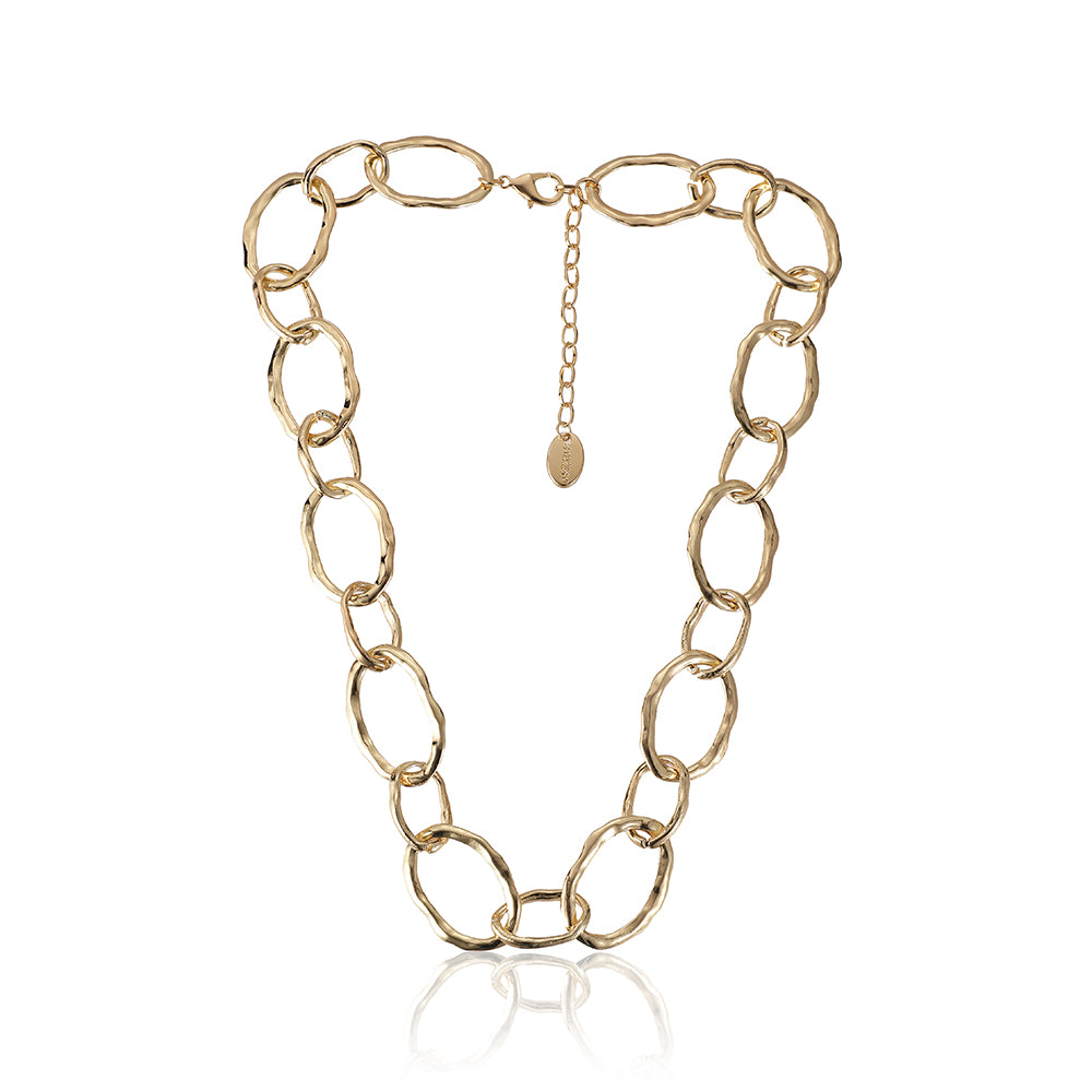 Goldfarbenes Gliederarmband aus rhodiniertem Metall