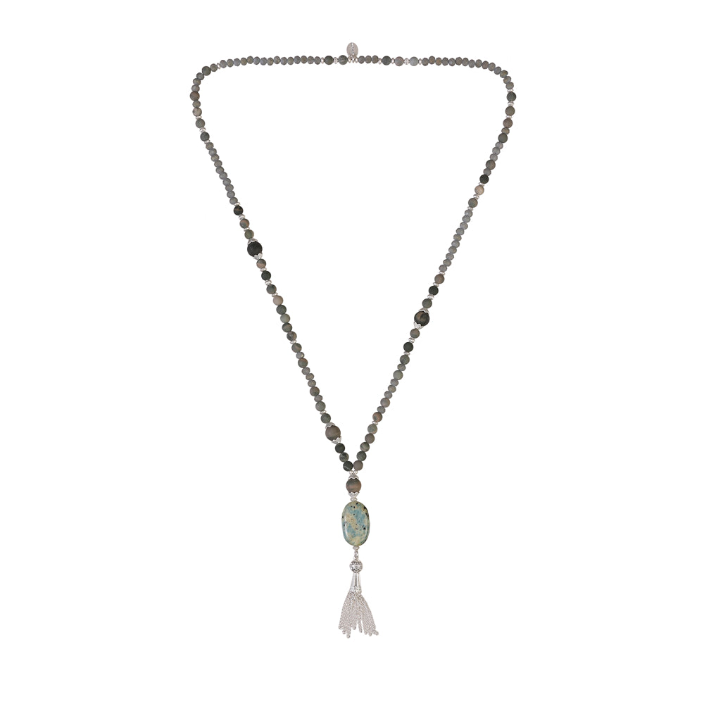 Halskette aus echter Jade mit Glas mit Pendant