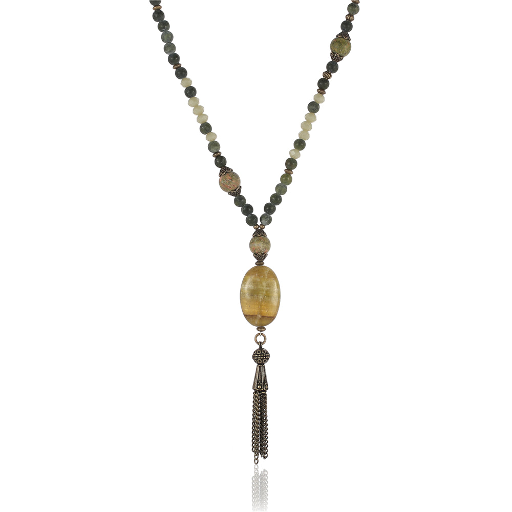 Halskette aus echter Afrikanischer Grüner Jade mit Pendant