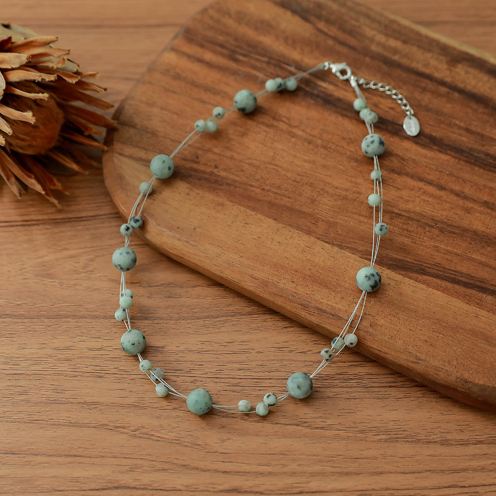 Kurze Halskette aus Kiwi Jaspis