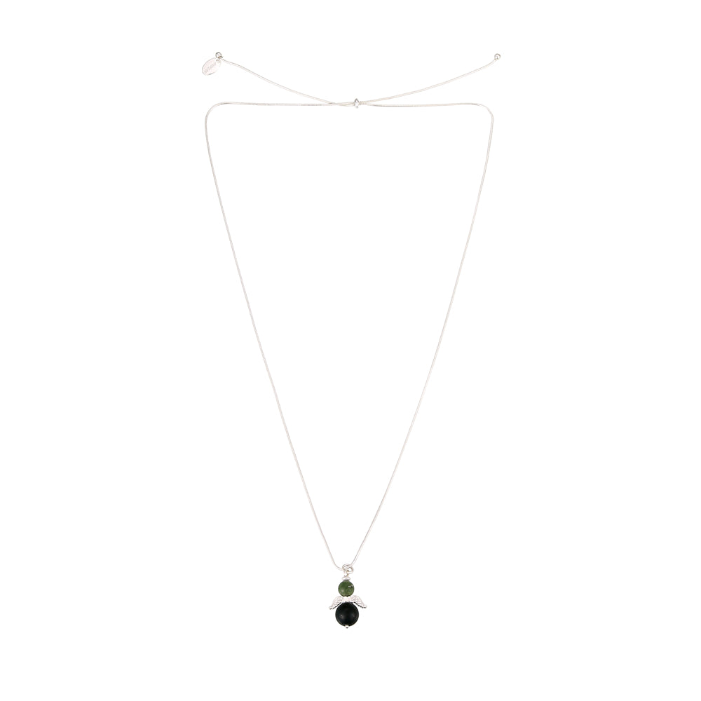 Halskette mit kleinem Engelanhänger aus echter Grüner Jade