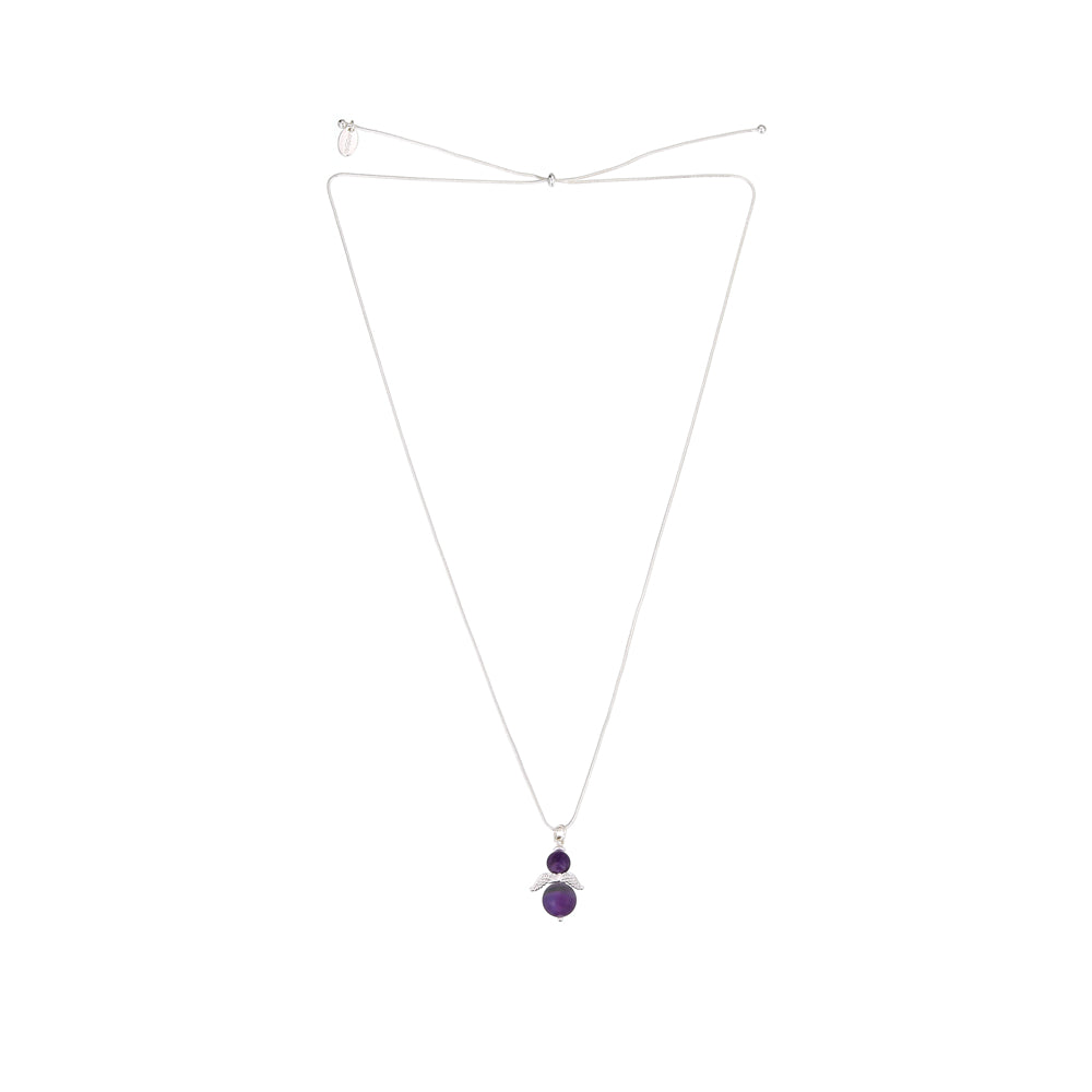 Halskette mit kleinem Engelanhänger aus echtem Amethyst
