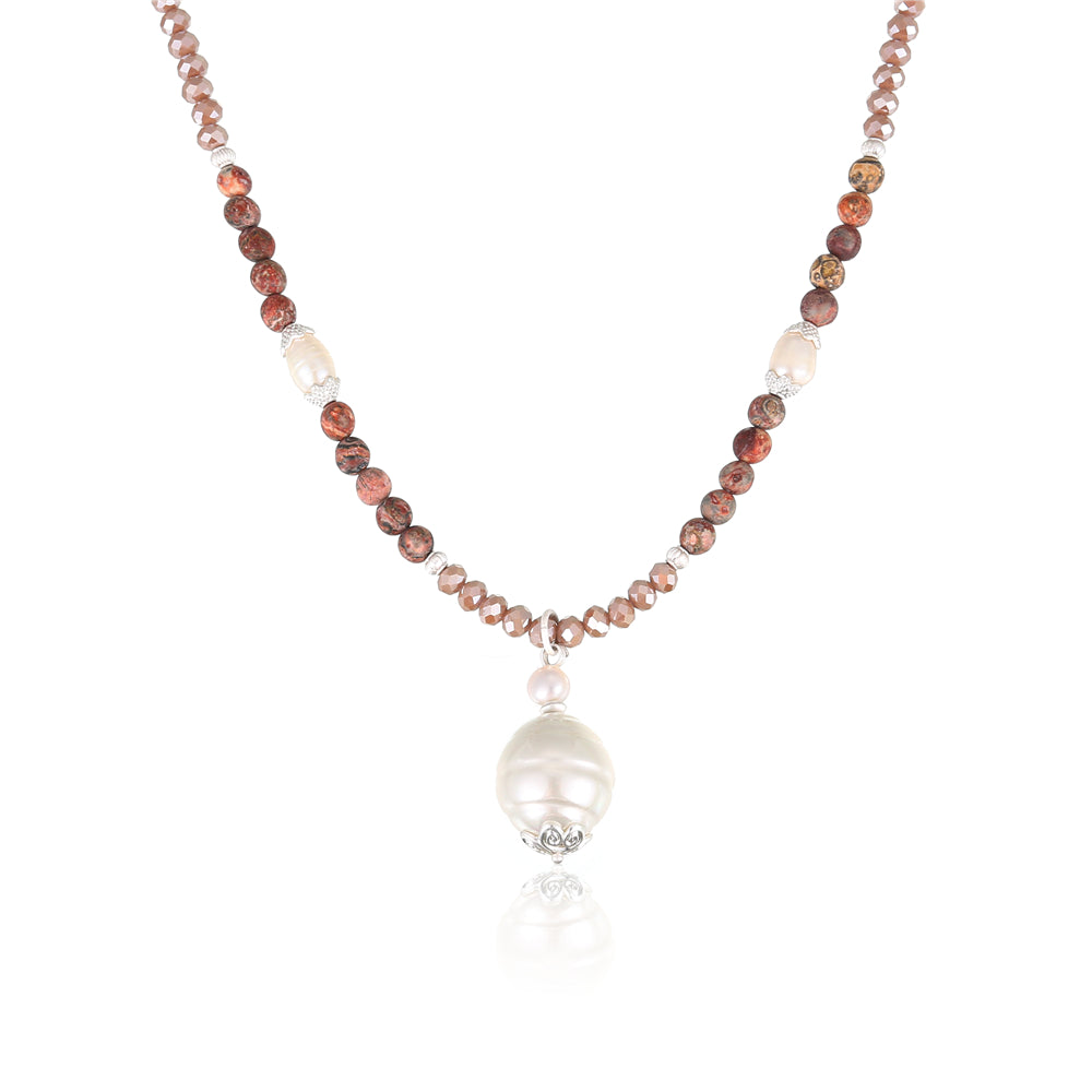 Halskette aus Shellbead und Jaspis