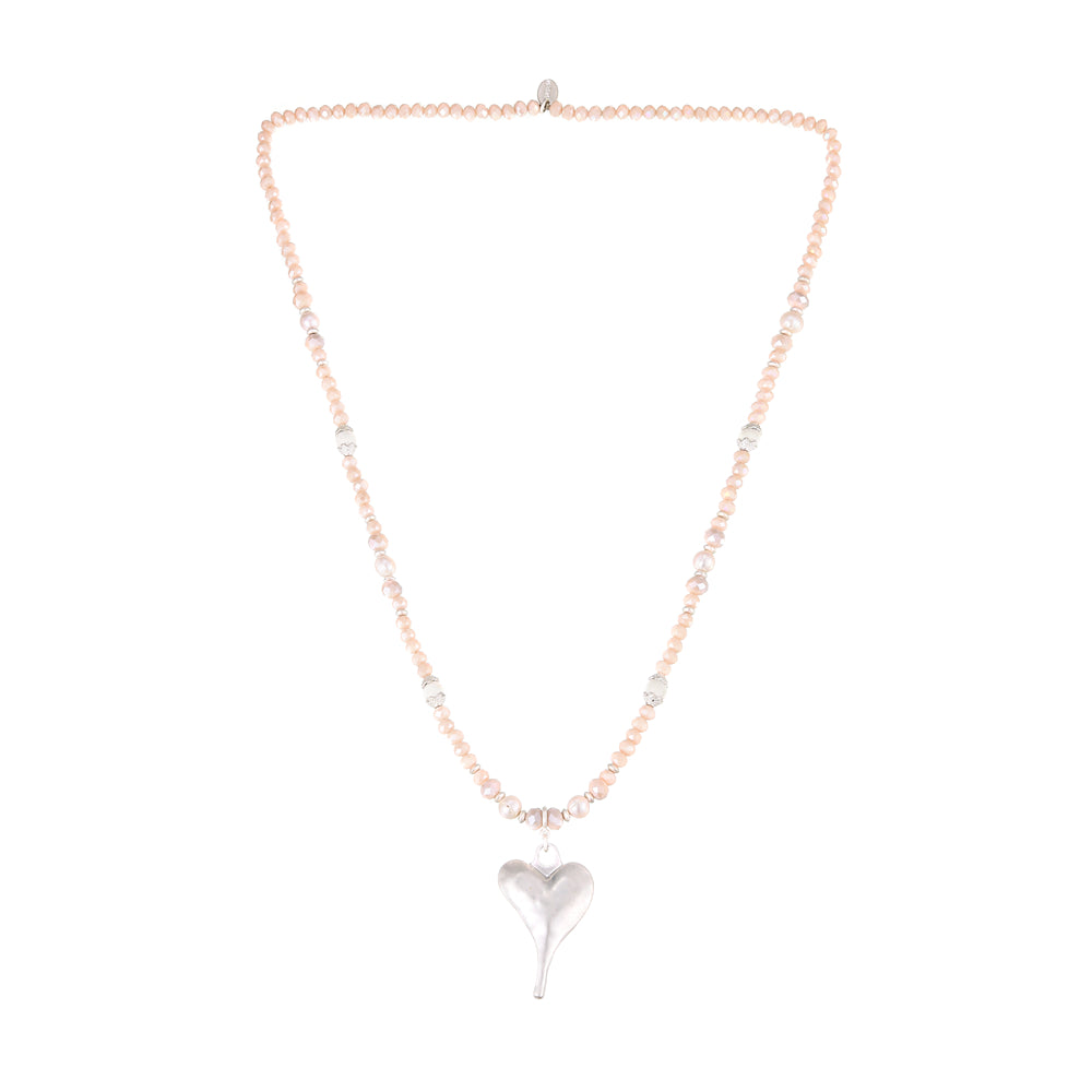 Halskette aus echten Süsswasserperlen mit Herzanhänger