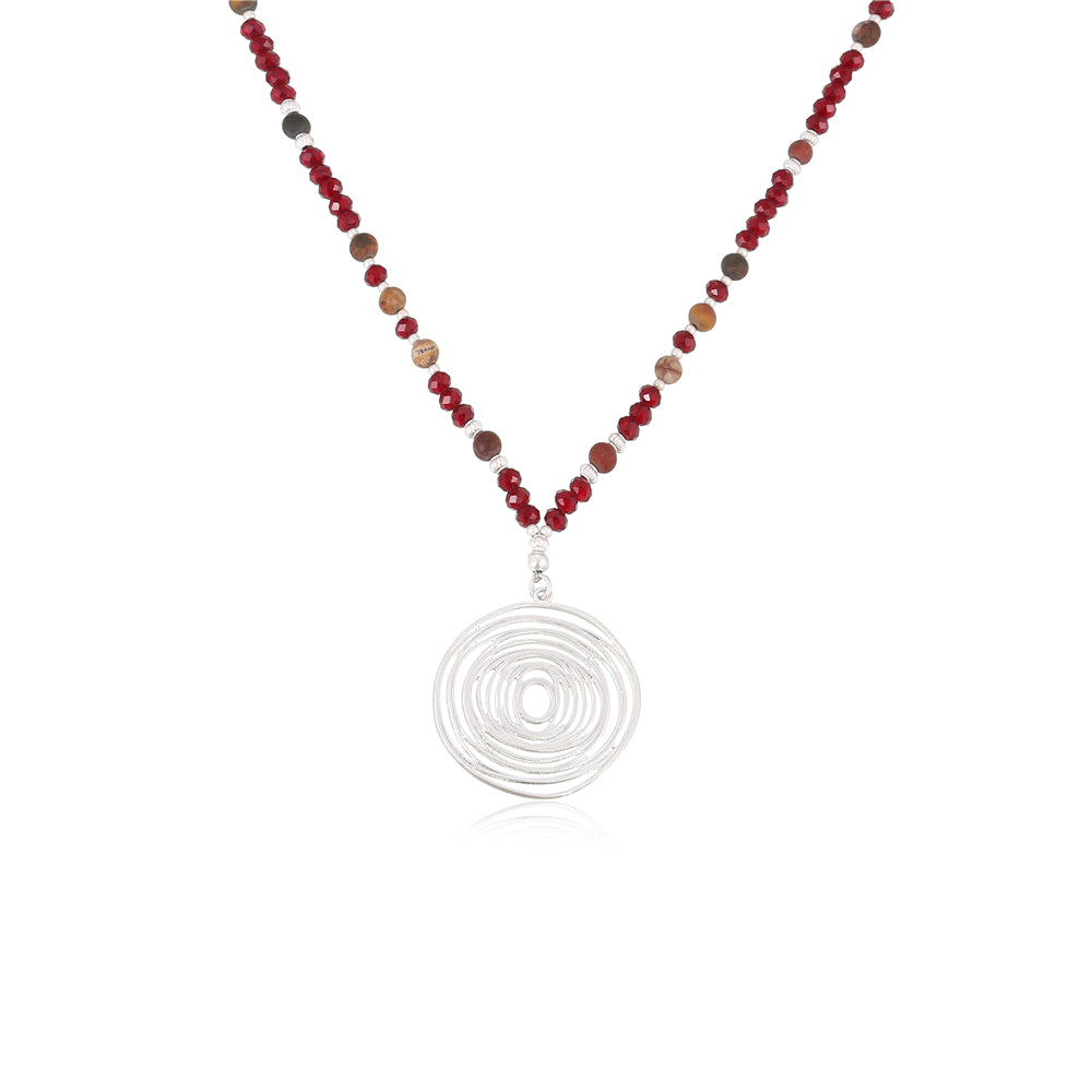 Halskette aus braunem Jaspis mit Spiralanhänger