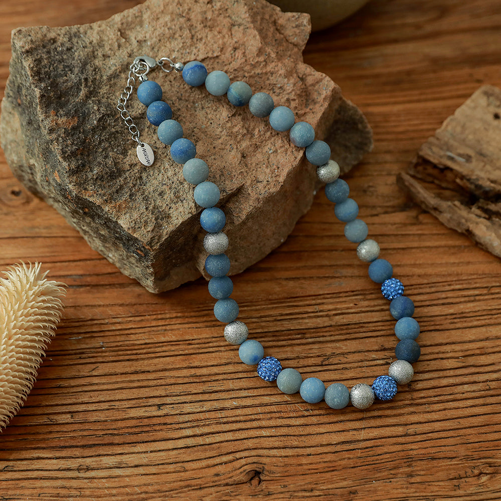 Kurze Halskette aus blauem Aventurin