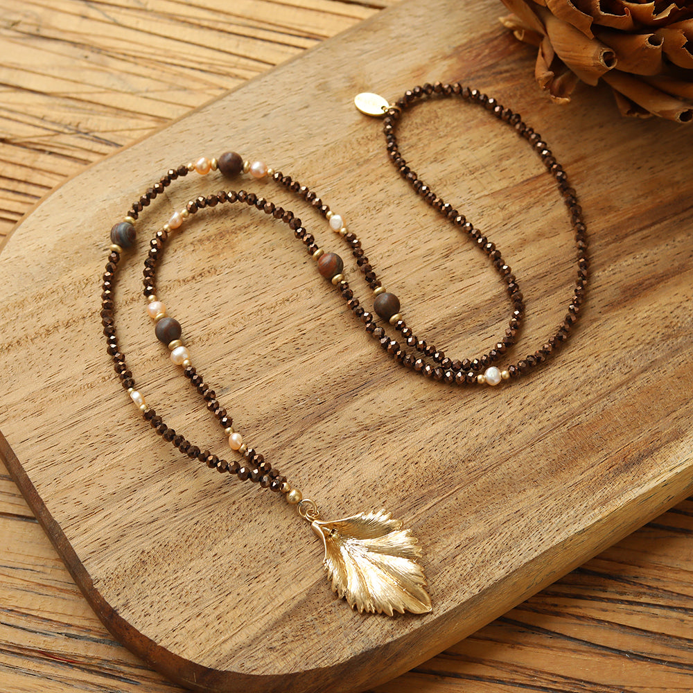 Halskette aus echten Süsswasserperlen mit Glas