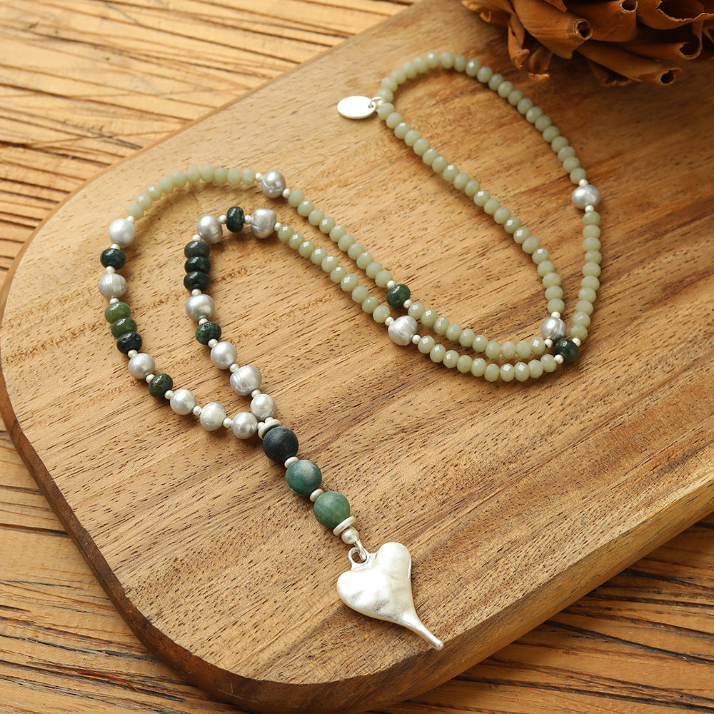 Halskette aus Süsswasserperlen in Grün