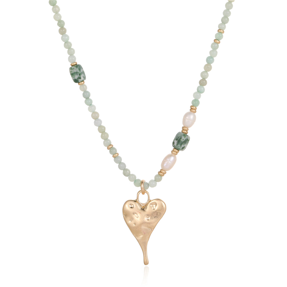 Halskette aus echter Natürlicher Jade mit Herzanhänger