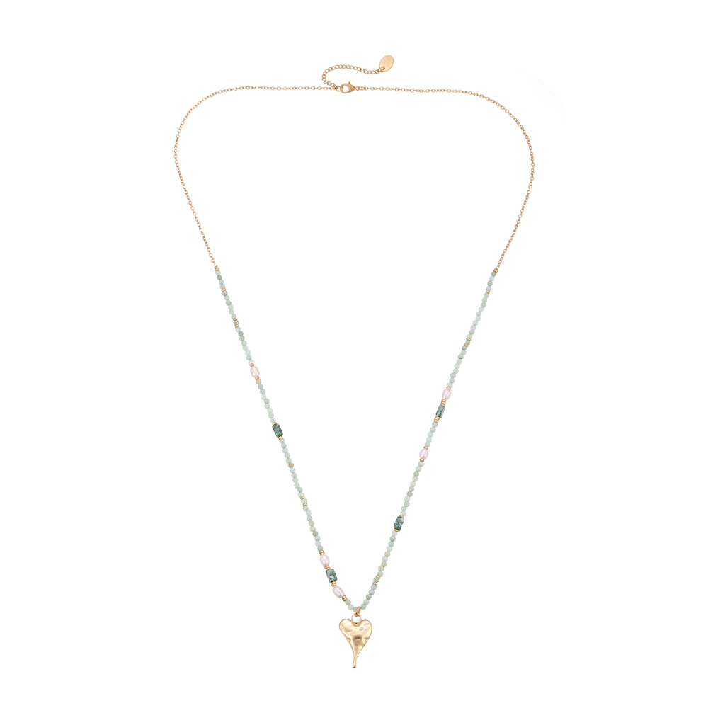 Halskette aus echter Natürlicher Jade mit Herzanhänger
