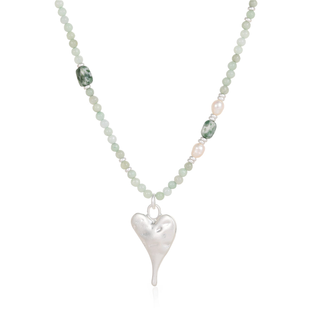 Halskette aus echter Natürlicher Jade mit Herzanhänger