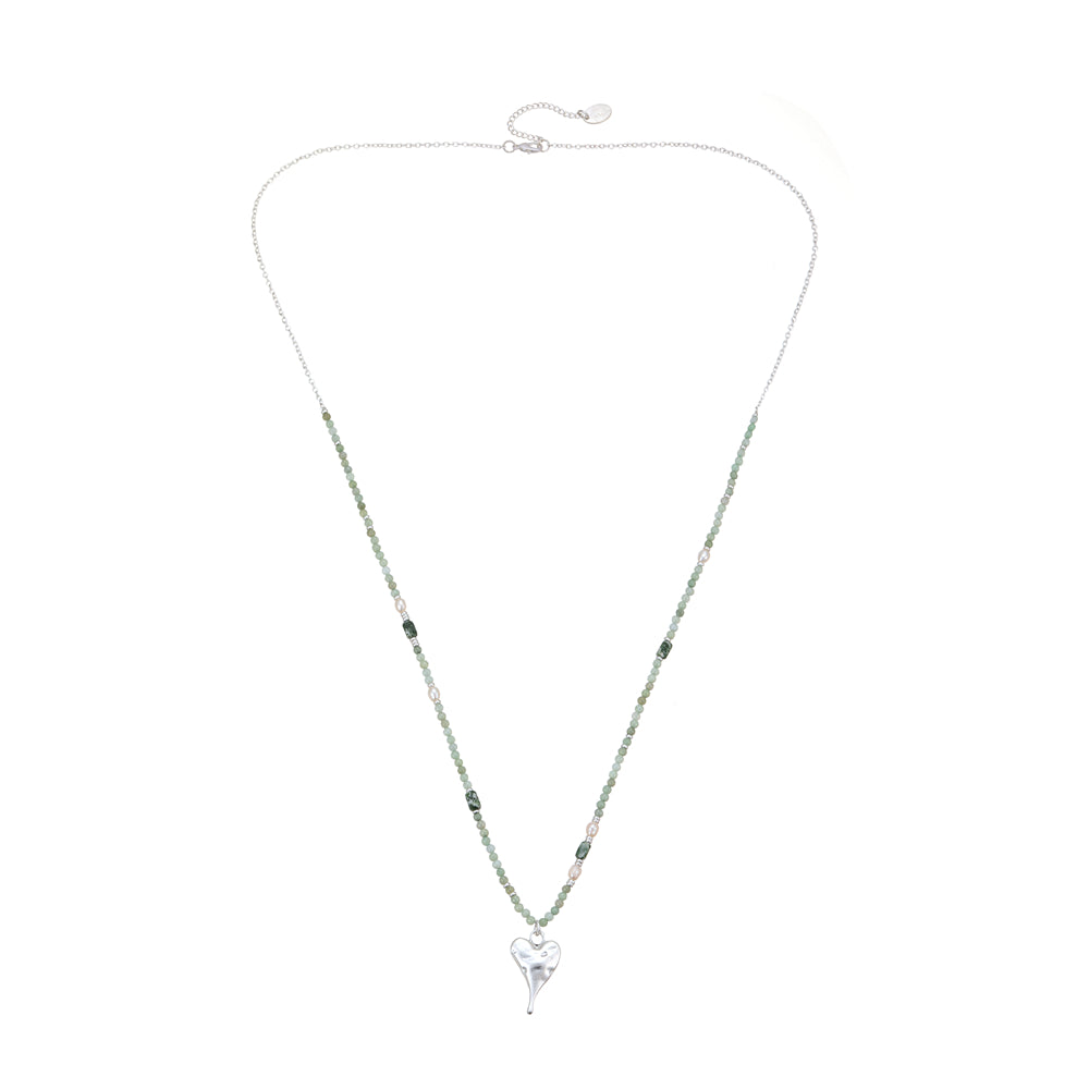 Halskette aus echter Natürlicher Jade mit Herzanhänger