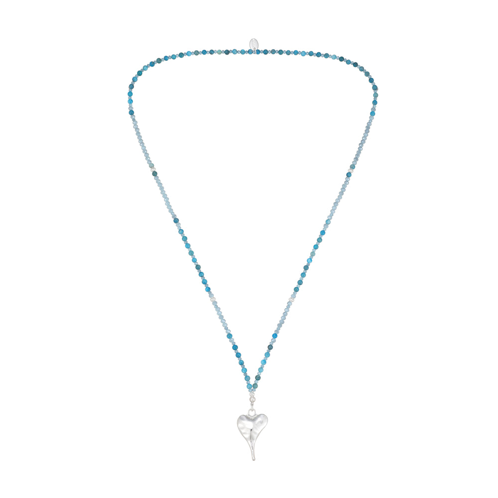 Halskette aus echtem Apatit mit Herzanhänger