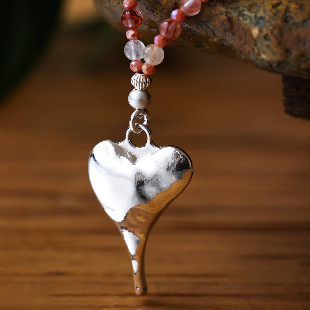 Halskette aus echtem Hämatoid mit Herzanhänger