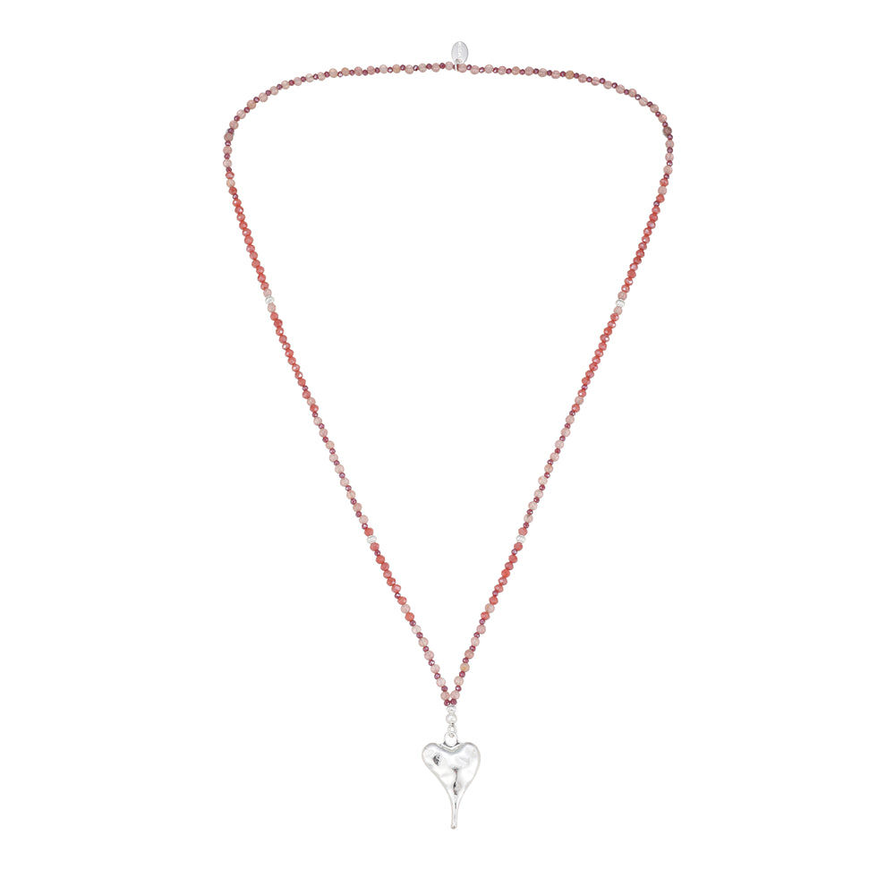 Halskette aus echten Erdbeerquarz