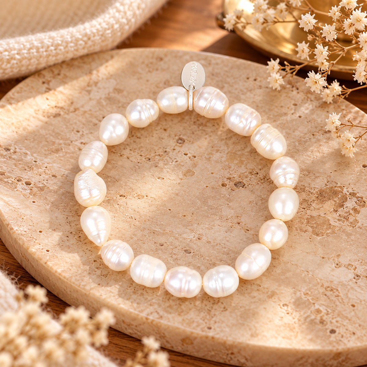 Geschenkset mit Shellbead Halskette, Perlenarmband & Schal