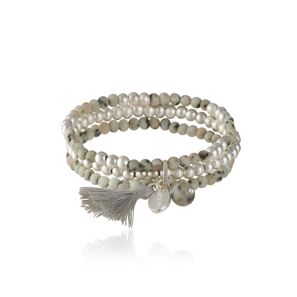Armband aus echtem Kiwi Jaspis mit Quaste