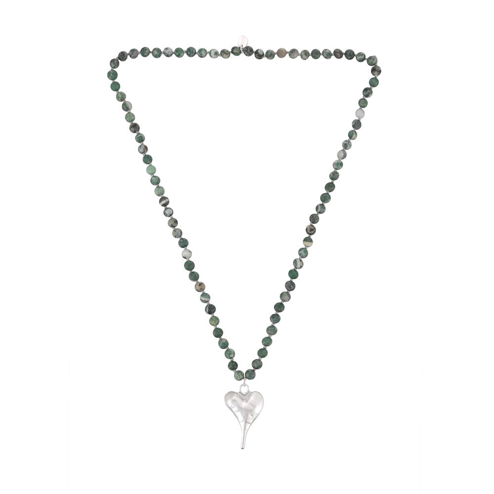 Halskette aus echter natürlicher Jade mit Herzanhänger