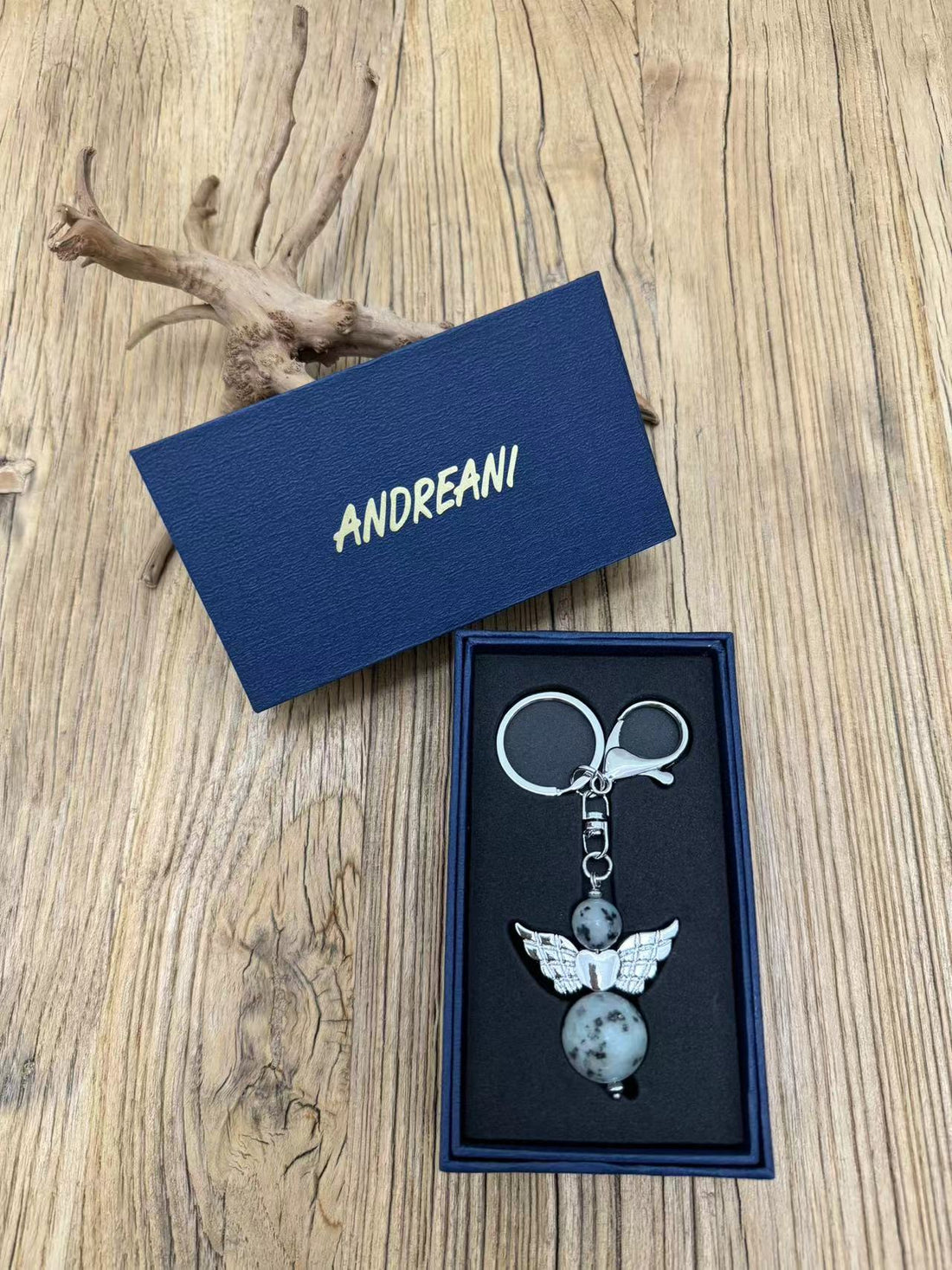 Schlüsselanhänger "Engel" aus echtem Kiwi Jaspis Andreani – Handgemachter Schmuck