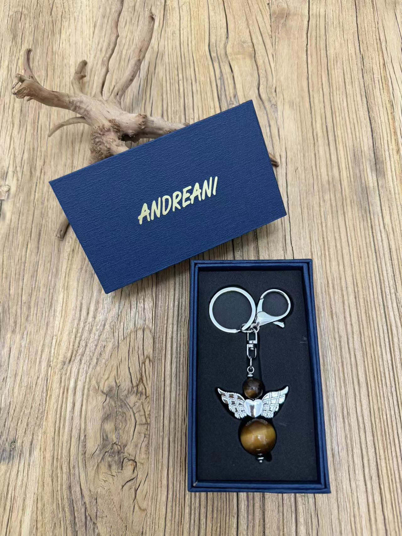 Schlüsselanhänger "Engel" aus echtem Tigerauge Andreani – Handgemachter Schmuck