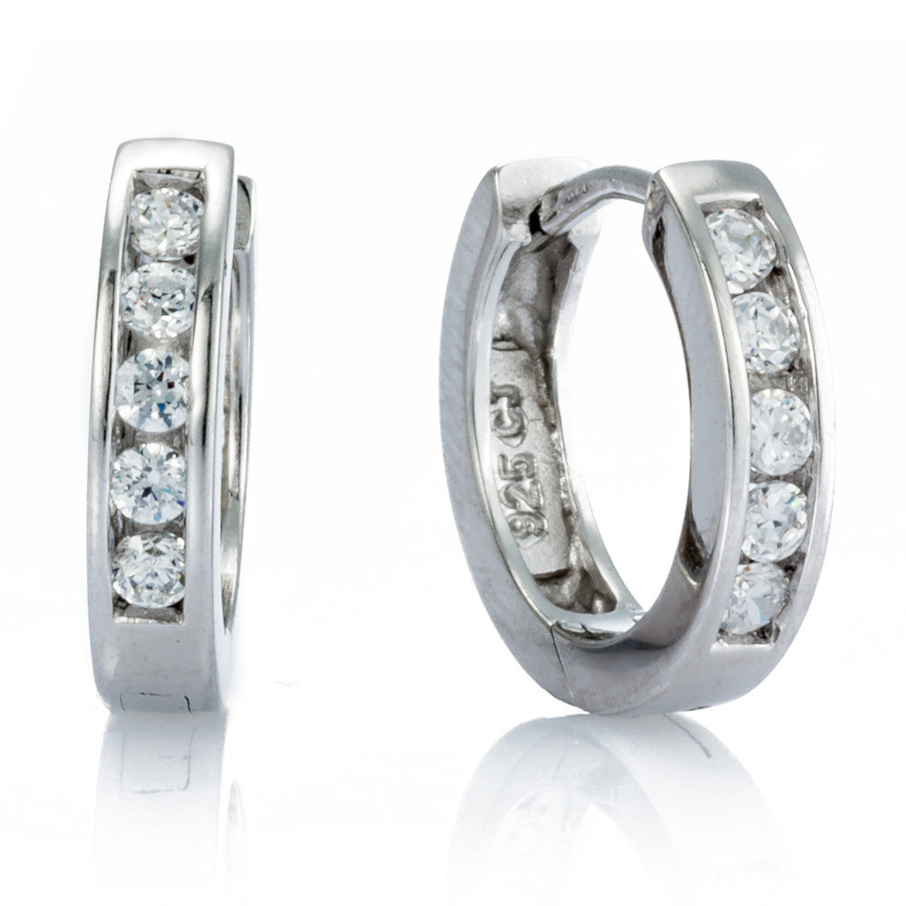 Silber 925 Klappcreolen mit Zirkonia Andreani – Handgemachter Schmuck