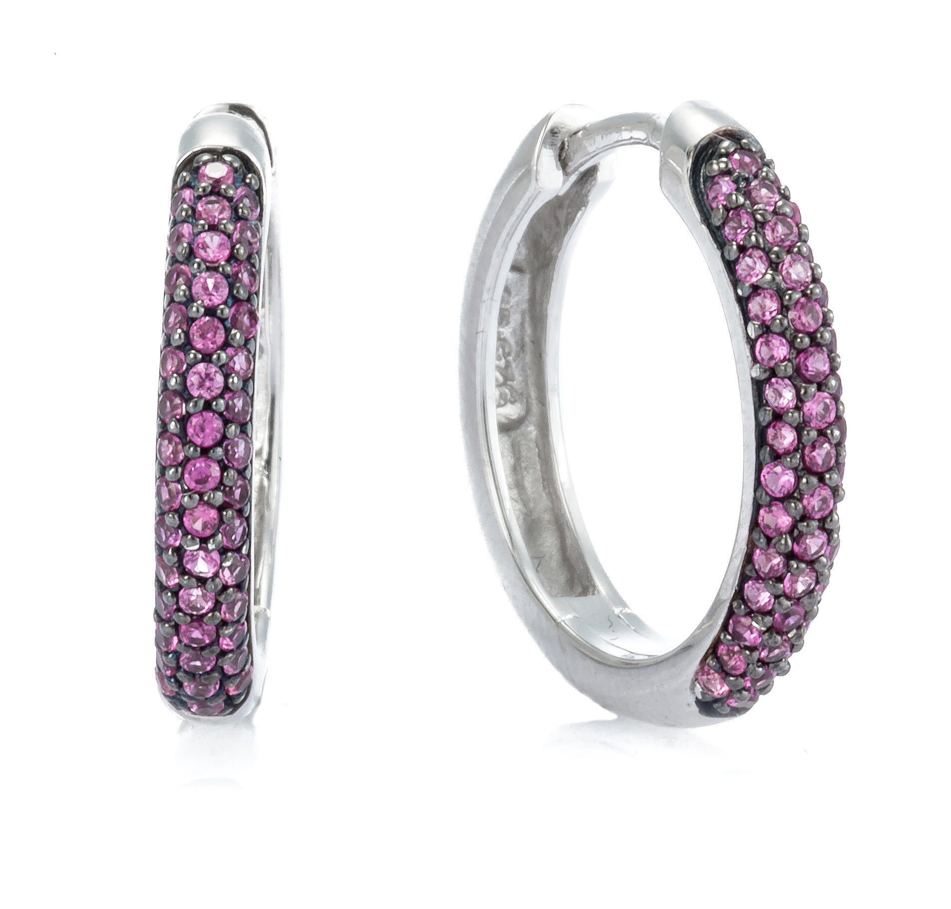 Silber 925 Klappcreolen mit Zirkonia Rubin Andreani – Handgemachter Schmuck