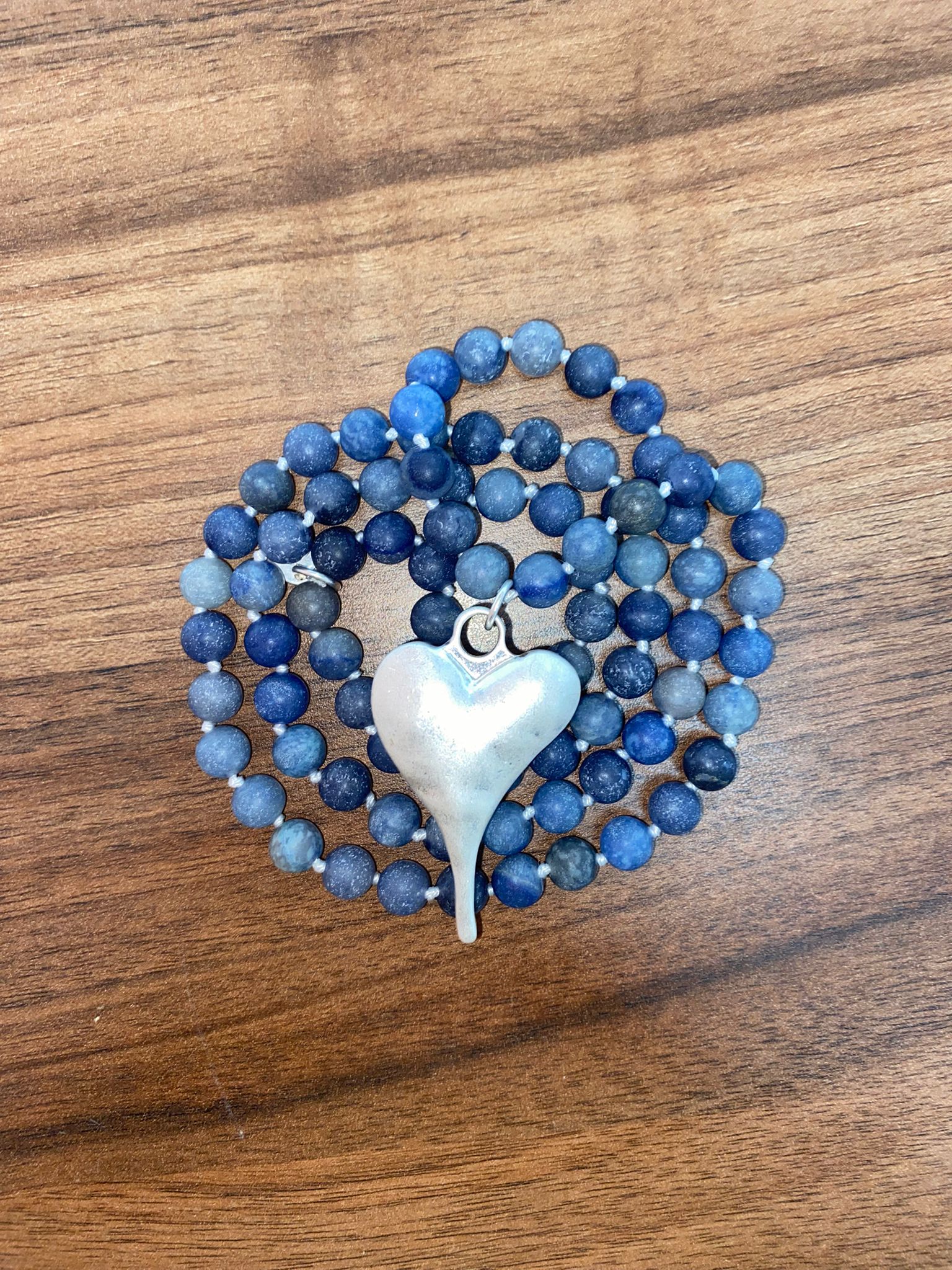 Halskette aus echtem Blauem Aventurin mit Herzanhänger