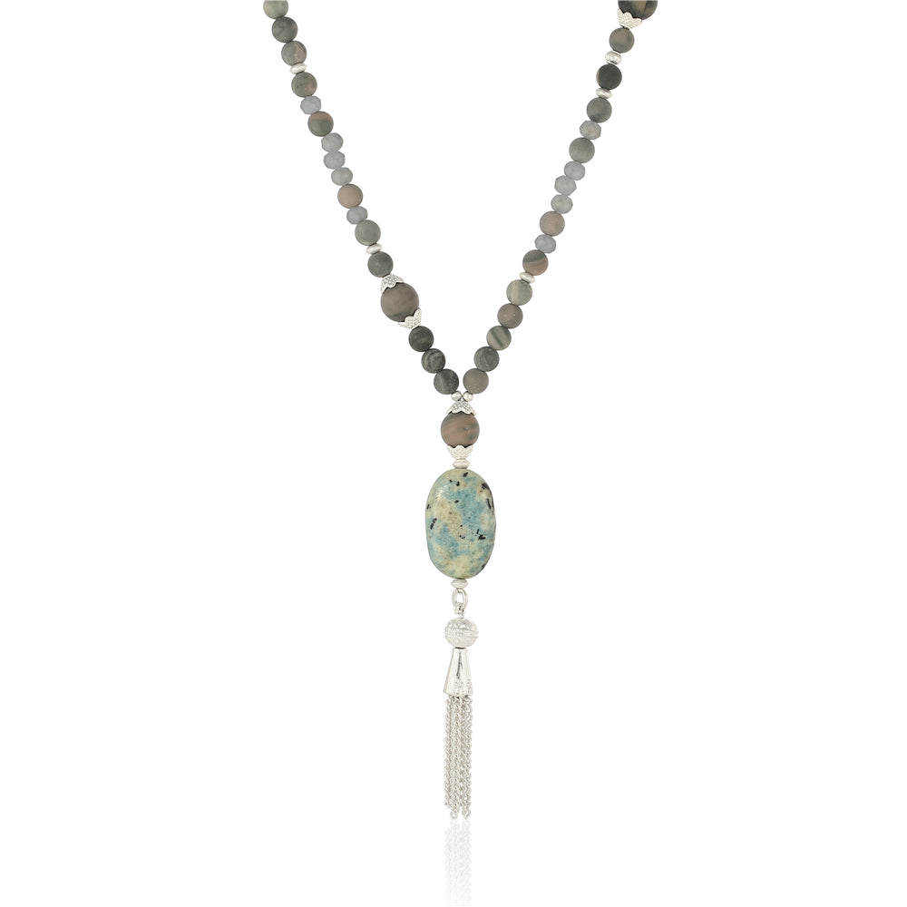 Halskette aus echter Jade mit Glas mit Pendant
