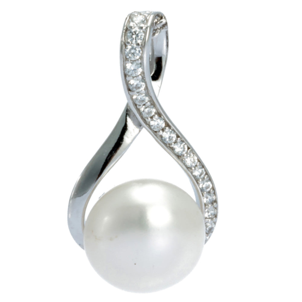 Anhänger Silber 925 mit echter Süsswasserperle und Zirkonia weiss Andreani – Handgemachter Schmuck