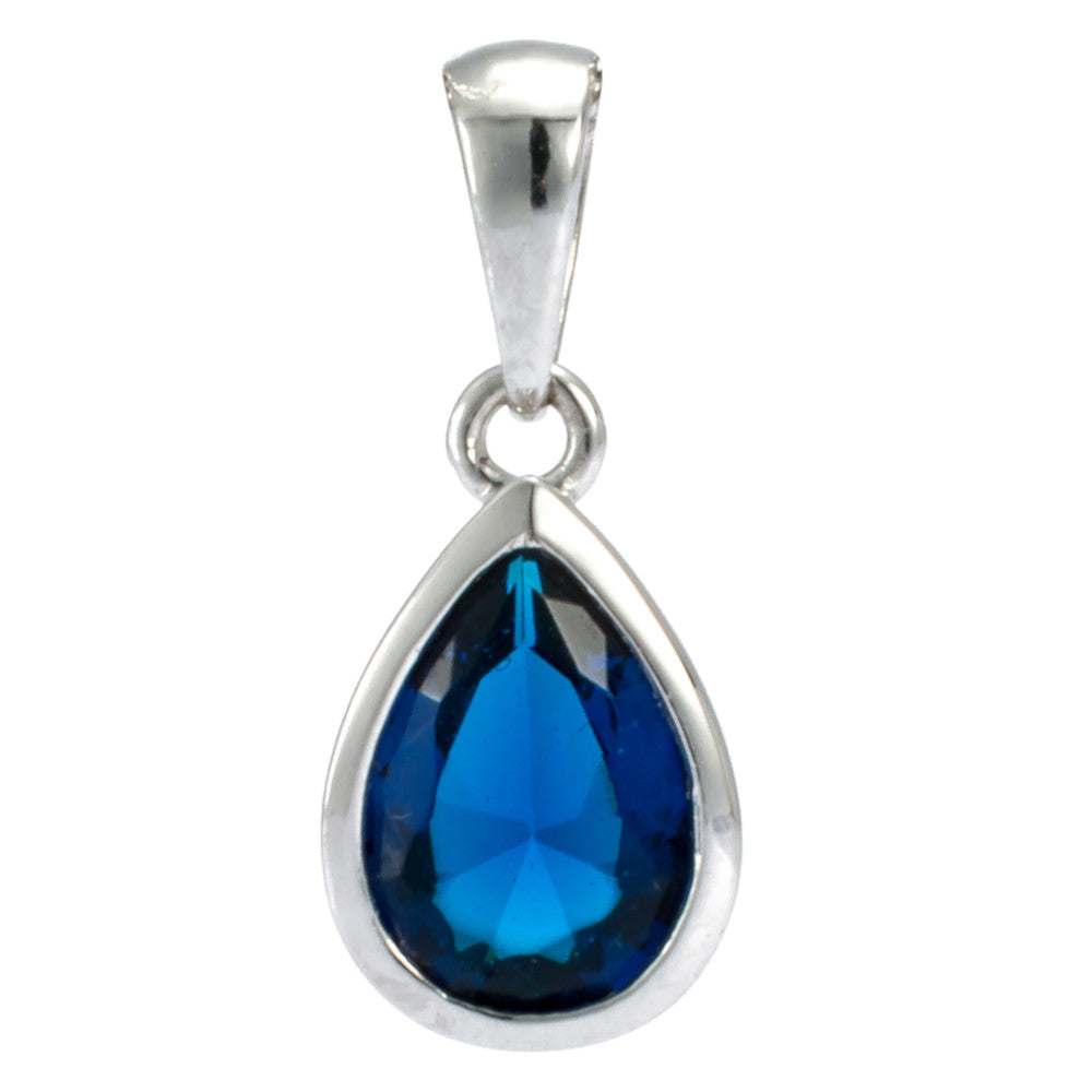 Anhänger Tropfen Silber 925 Zirkonia Safir Andreani – Handgemachter Schmuck