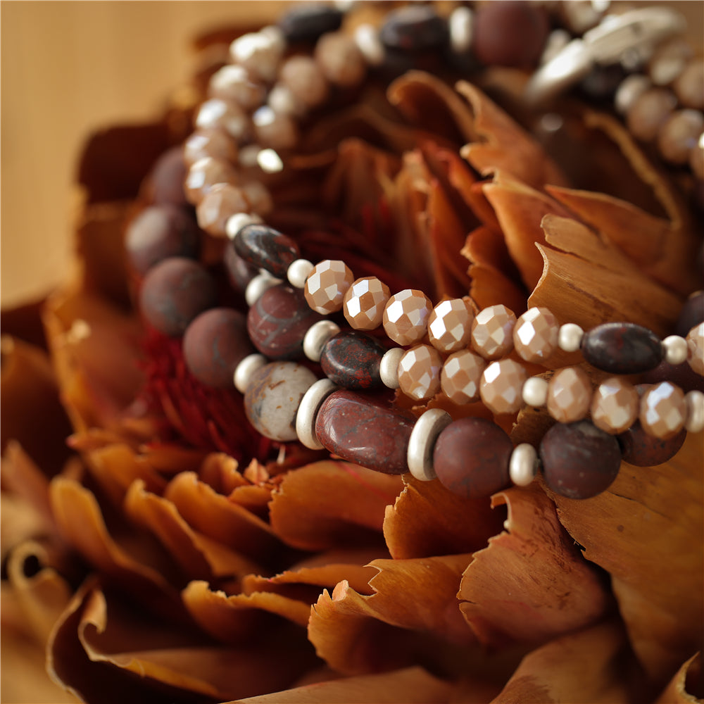 Armband mit echtem braunem Jaspis Andreani – Handgemachter Schmuck