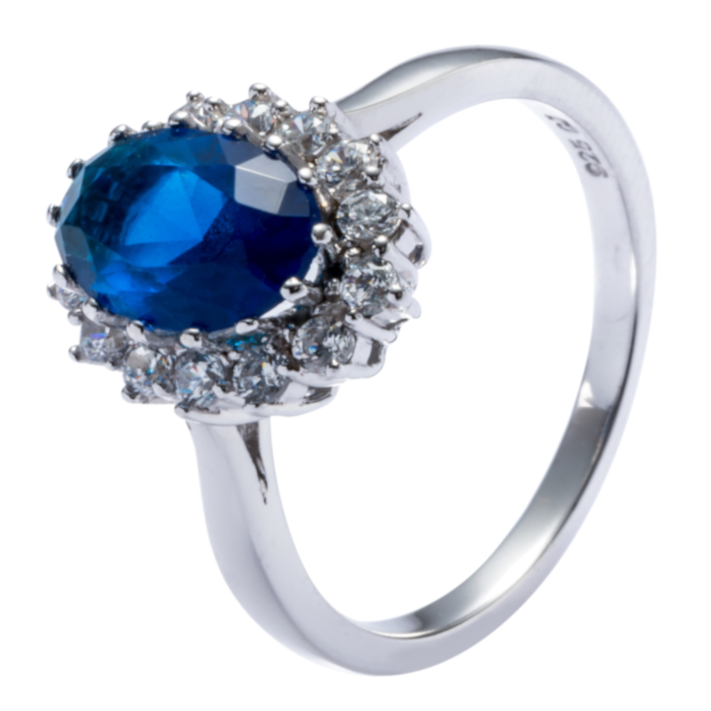 Fingerring Zirkonia weiss und safir Silber 925 Andreani – Handgemachter Schmuck