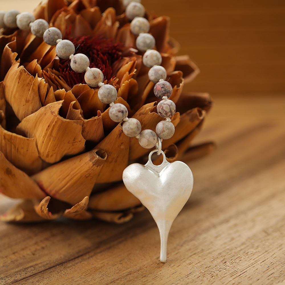 Halskette mit echtem Jaspis Andreani – Handgemachter Schmuck