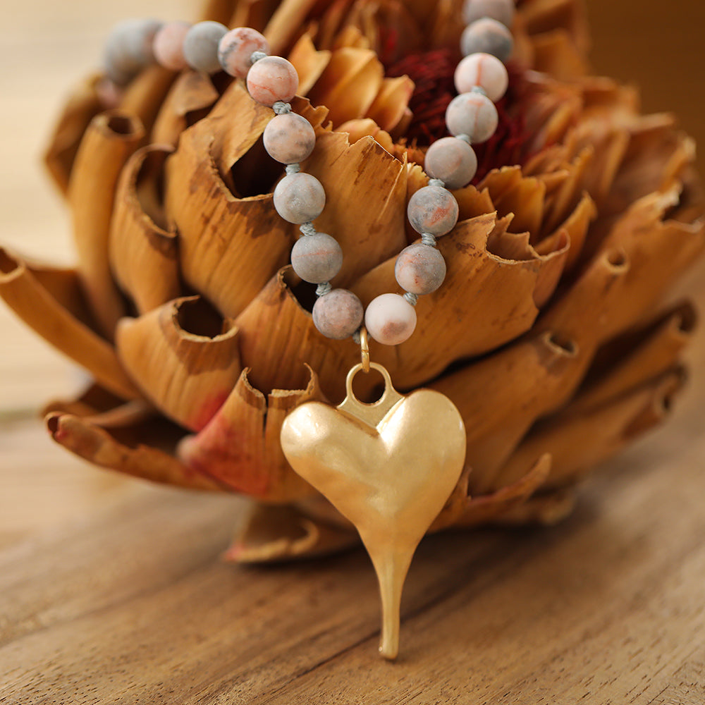 Halskette mit echtem Jaspis und Achat Andreani – Handgemachter Schmuck