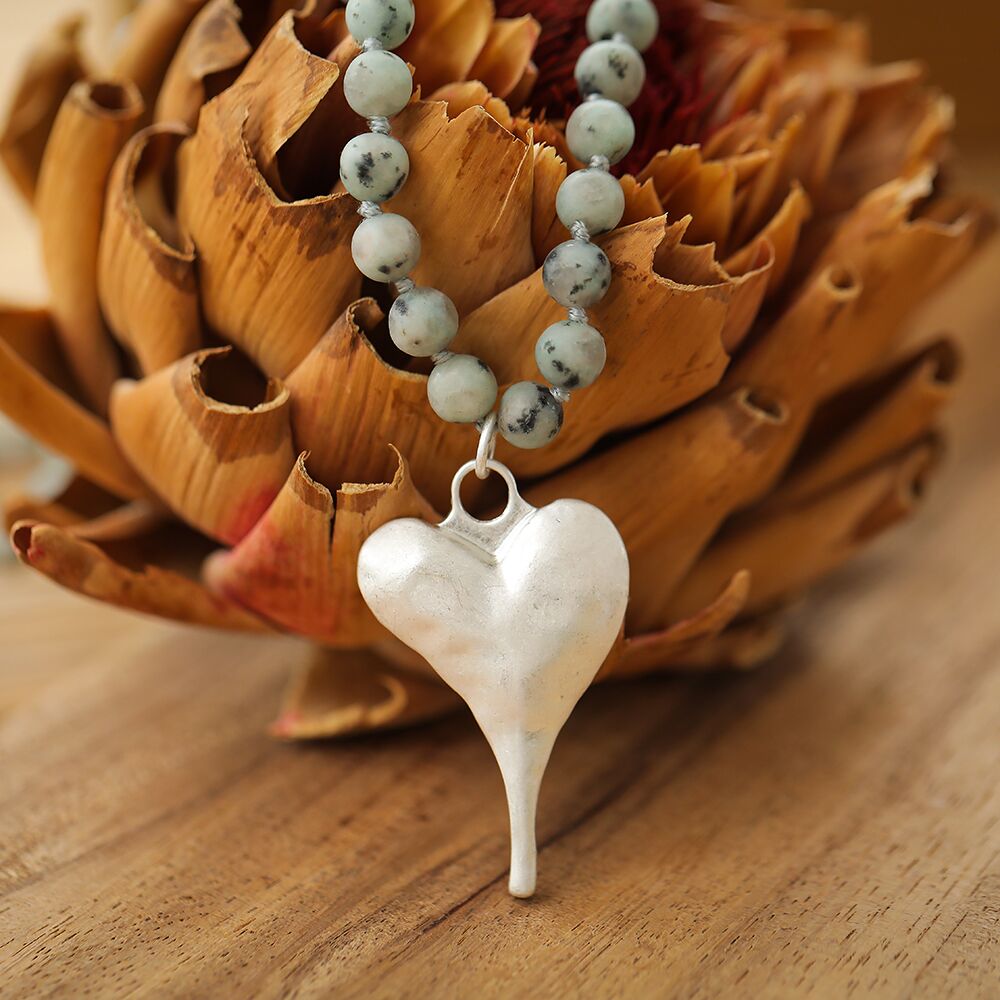 Halskette mit echtem Kiwi Jaspis Andreani – Handgemachter Schmuck