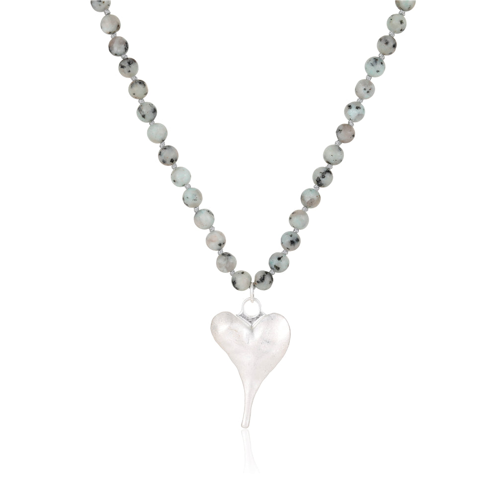 Halskette mit echtem Kiwi Jaspis Andreani – Handgemachter Schmuck