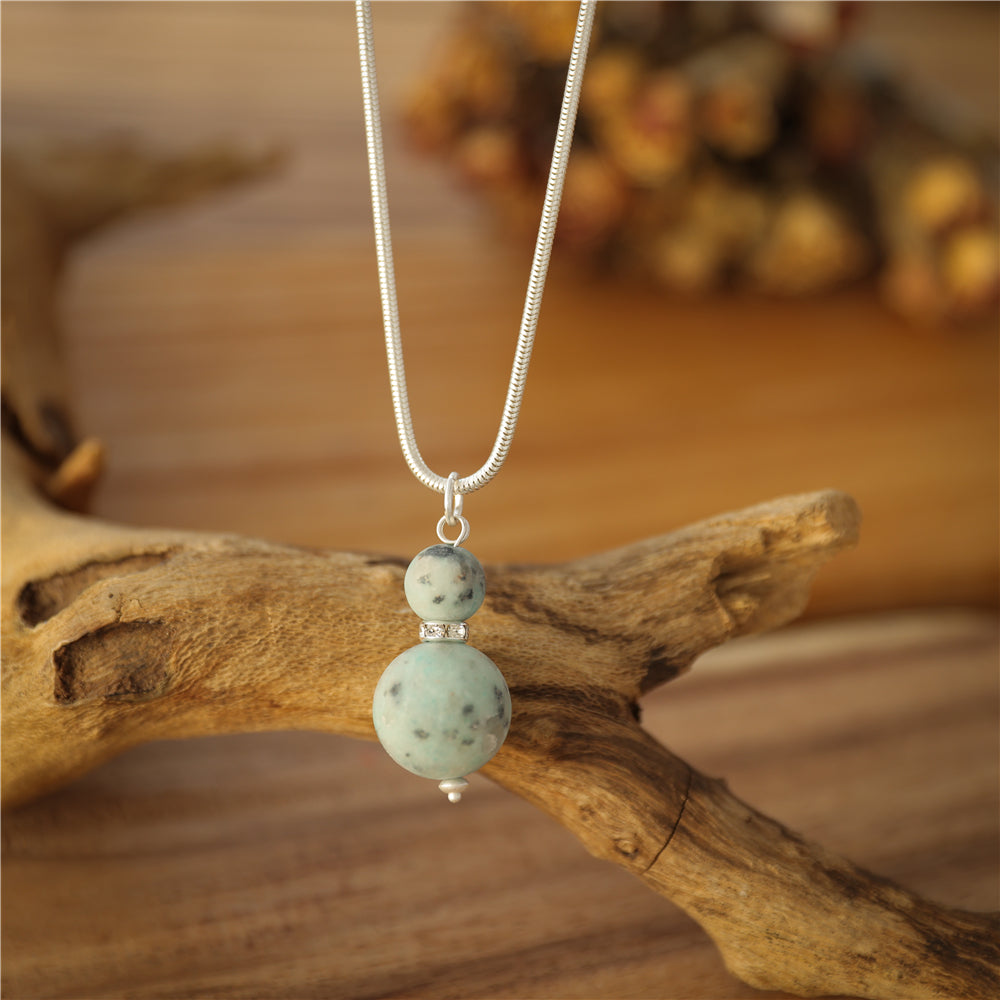 Halskette mit echtem Kiwi Jaspis Andreani – Handgemachter Schmuck